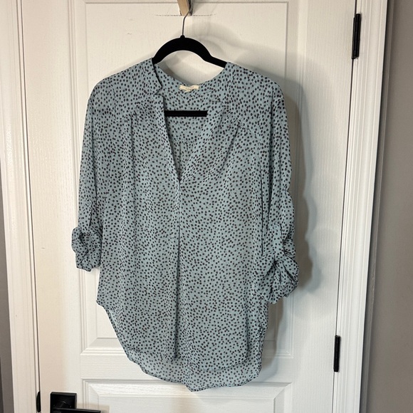 Pleione Teal Polka Dot Blouse - Picture 1 of 7